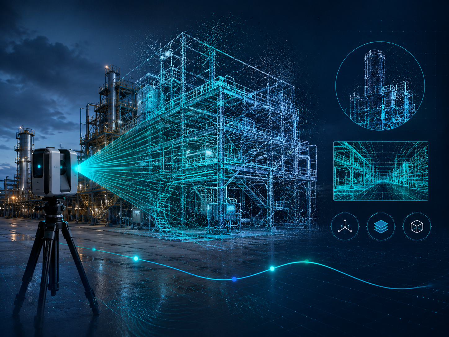 LiDAR and industrial reconstruction graphic